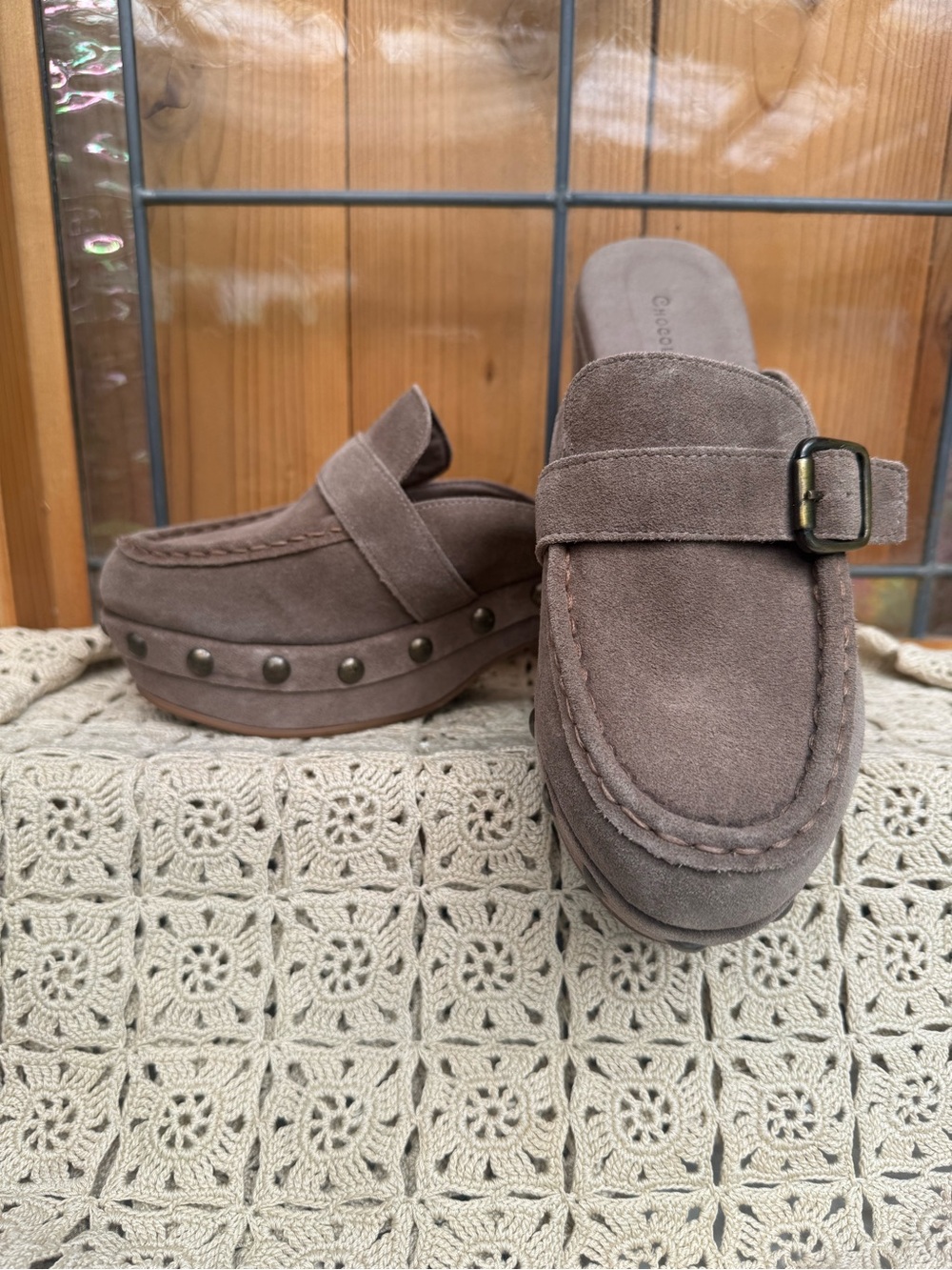Chocolat Blu Genni Suede Platform Loafer Mule Clogs Size 9 Boho Retro NWOT